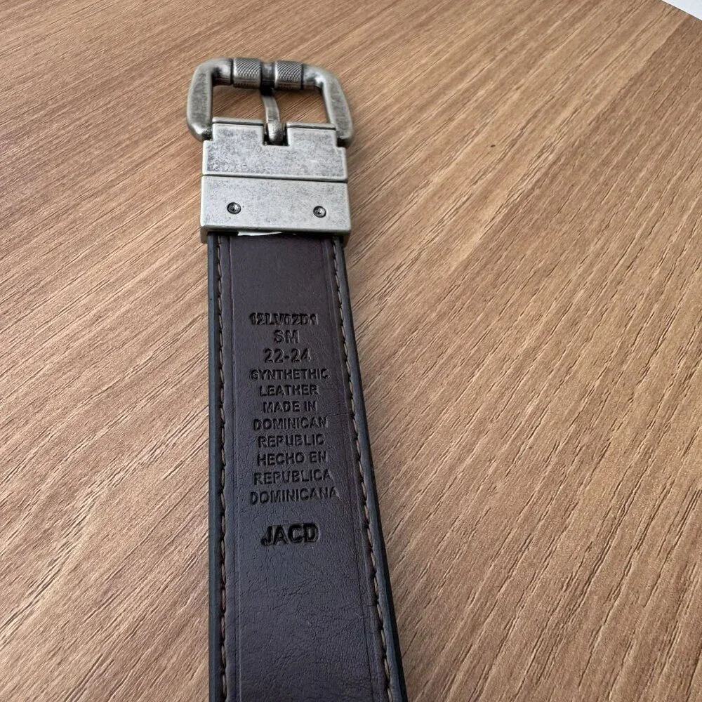Levis Black Dark Brown Reversable Leather Belt silver Buckle Boys Size S/M 22-24